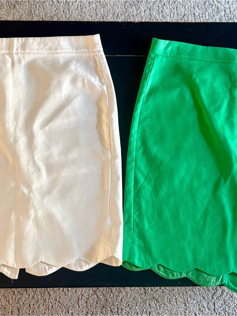 J. Crew Scalloped Pencil Skirt in White and Green
